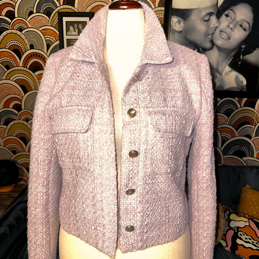 Rachel Zoe Soft Purple Boucle Jacket